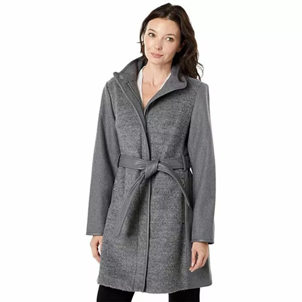 Vince Camuto Grey Two-Toned Long Coat | Size Small - 2 - Picture 6 of 11